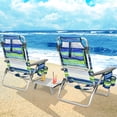 thumbnail image 4 of Gymax Ensemble 3 Pcs Chaise de Plage Pliante et Table Extérieur Chaise Inclinable Réglable, 4 of 10
