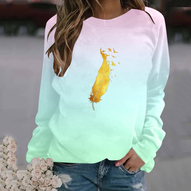 2023 Sweat à Capuche Surdimensionné pour Femmes Mode Décontractée Manches Longues Col Rond Imprimé Chandail en Molleton Hauts Blouse Costumes Halloween/noël 50 % de Réduction Liquidation