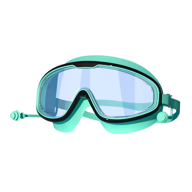 Dvruxg Large Frame Swimming Goggles with HD Clear Lenses for children, featuring a vibrant teal frame, adjustable straps, and soft silicone seals for a watertight fit. These waterproof kids' swim goggles provide clear underwater visibility, making them ideal for pool activities.