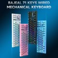thumbnail image 2 of BAJEAL K71 Wired Mechanical Keyboard 71 Keys Gaming Keyboard with RGB Light Effect Blue Switch Detachable Data Cable Pink, 2 of 8