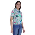 thumbnail image 3 of Moomaya Haut Court Imprimé pour Femmes Été Décontracté T-Shirt à Col à Fermeture à Glissière, 3 of 7