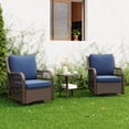 thumbnail image 1 of 3 Piece Swivel Rocking Patio Chair Set with 4 Inch Thick Cushions, All Weather Wicker Glider Chairs and Coffee Table, 360 Degree Rotation Outdoor Furniture for Porch Balcony Deck, Blue Apricot Red, 1 of 7