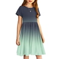 thumbnail image 4 of Été jusqu'à 65 % de Rabais Iumwxz Robe Décontractée Trapèze Robe Tunique pour Adolescentes Robes Col Rond Dégradé Graphique Robe à Manches Courtes pour Enfants Robes Tendance pour Costume 4-14 Ans, 4 of 7