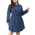 thumbnail image 4 of GRACE & GRANDEUR Robe-Chemise en Denim au-Dessus du Genou avec Ceinture pour Femme Grande Taille, 4 of 7