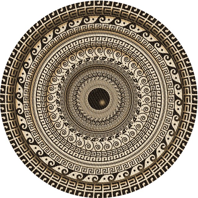 Ahgly Company Tapis Rond Lavable en Machine Intérieur Transitionnel Gris Minuit, 6 Pieds Rond