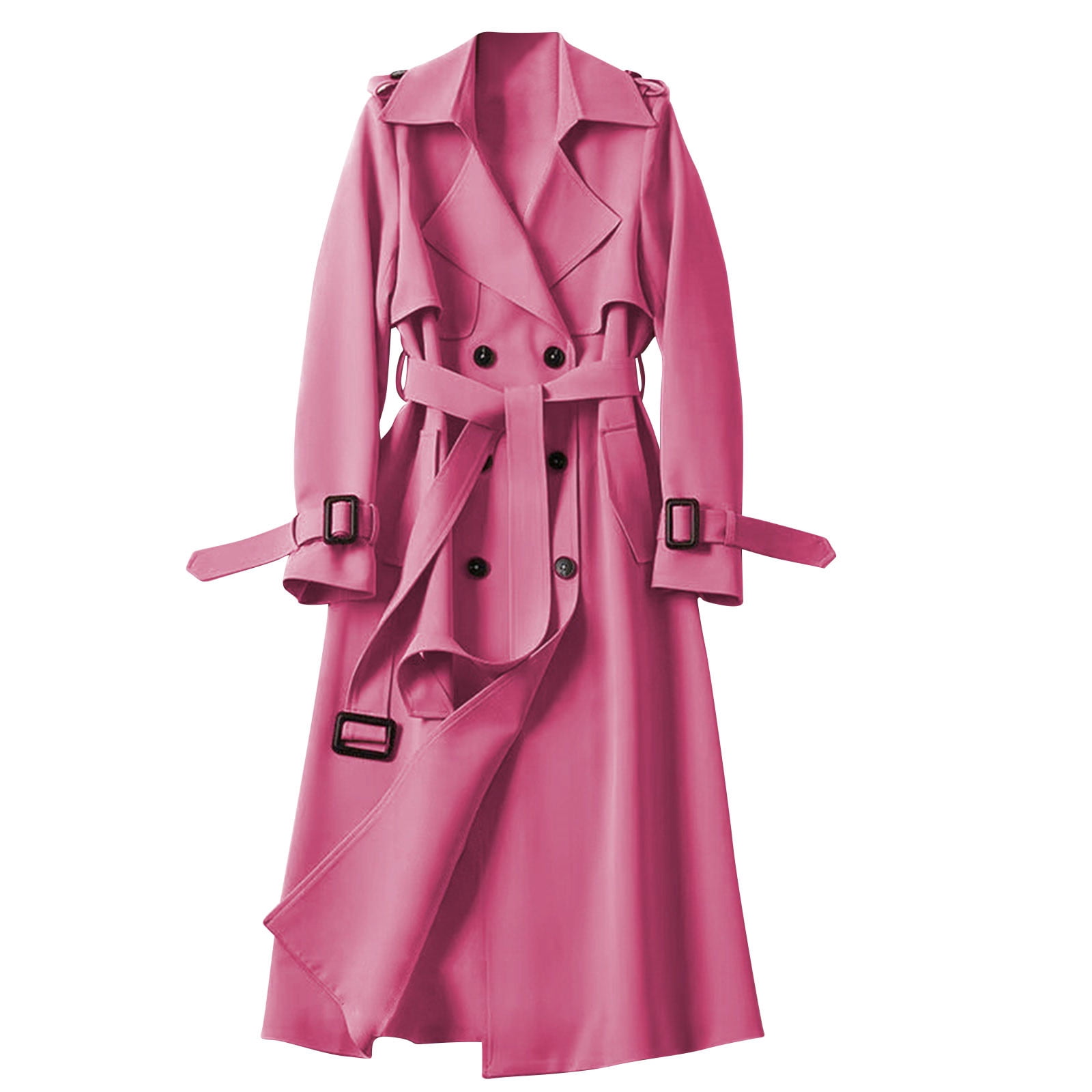 Soki Women's Long Double-Breasted Trench Coat Fall Winter Jacket with Belt