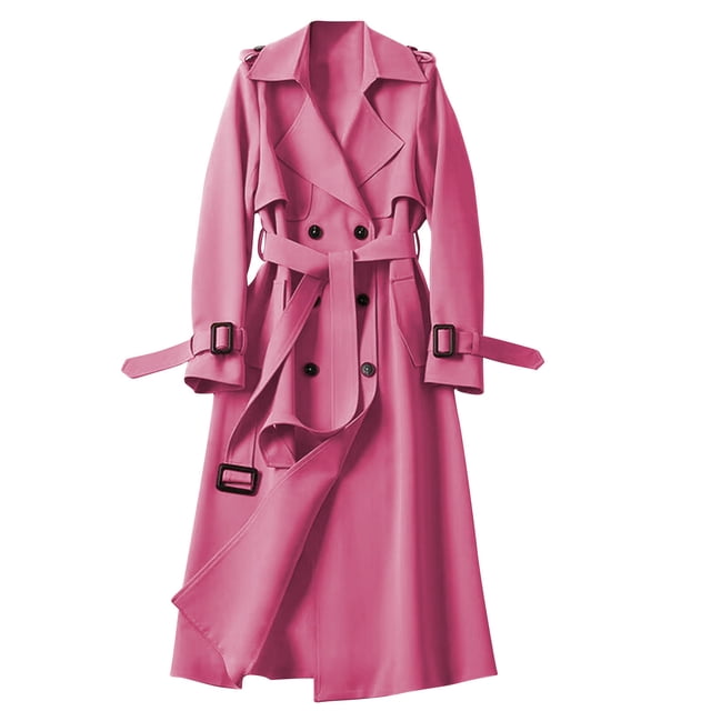 Soki Women's Long Double-Breasted Trench Coat Fall Winter Jacket with Belt