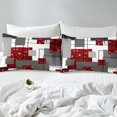 thumbnail image 3 of YST Boys Geometric Check Bed Sheets Twin Red Glitter Sequins Grids Kids Bedding Set Black Grey Abstract Square Stripes Fitted Sheet Modern Geometry Fitted Bed Sheets Room Decor（No Top Sheet）, 3 of 5