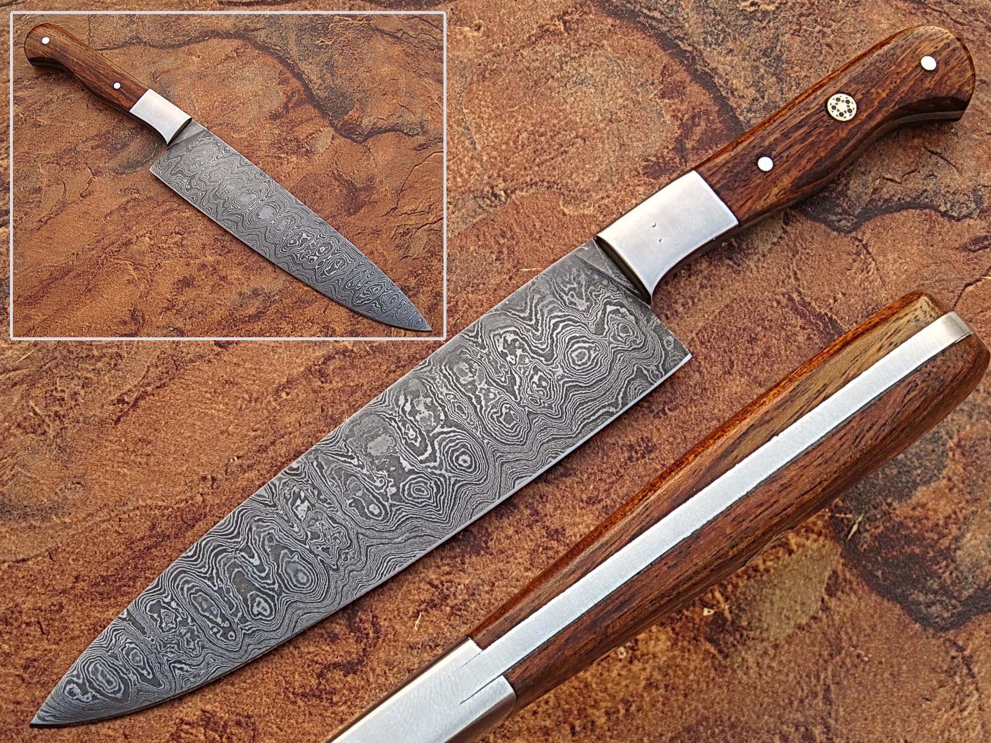 Custom Handmade Damascus Steel Chef Knife Wood Handle