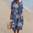 thumbnail image 2 of TJAZFJPA Robes Moulantes pour Femmes Mode pour Femmes Été Style Plage Imprimé Col en V Manches 5/4 Robe Décontractée (1) Robe Formelle d'Hiver Femme Robe d'Été pour Femmes, 2 of 5