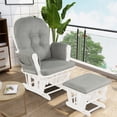 thumbnail image 4 of Costway Glider and Ottoman Cushion Set Wood Baby Nursery Rocking Chair Grey, 4 of 10