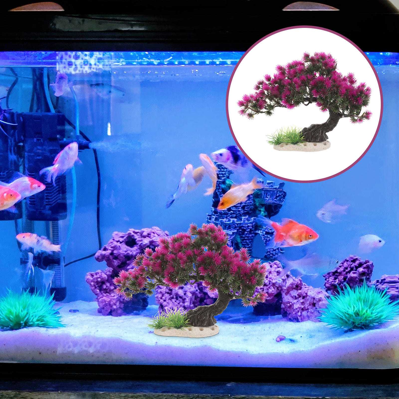 OULII Aquarium Decor Fish Tank Ornament Plastic 28x20cm 1Pack