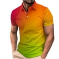 thumbnail image 3 of QATAINLAV Men's Casual Polos Shirt Fashion Gradient Color Print Short Sleeve Golf Shirts Summer Button Laple Work Tees Tops Multicolor L Clearance, 3 of 6