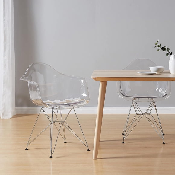 Heavenly Collection Bucket Clear Chrome Chair SET OF 2