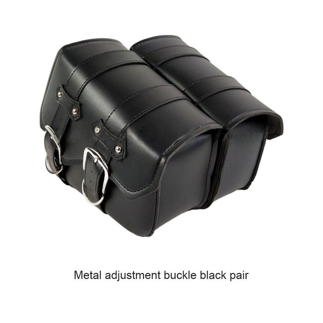 Langgg Universal Motorcycle Wallets Cards Money Large Capacity Saddle Storage Bag Portable Adjustable Side Pack Tool Bags Set 2 Black 1 Pair