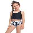 thumbnail image 2 of Family Matching Swimwear Mom and Daughter Patchwork Bra Ruffled Tops with Briefs Swimsuit, 2 of 6