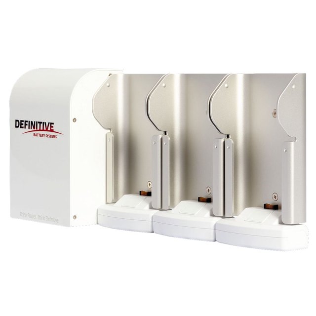 Definitive FBC-1114 Chargeur de Batterie Médicale à Trois Fentes Berceau Blanc