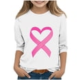 thumbnail image 1 of YUNAFFT T-Shirts à Col Rond pour Enfants Sensibilisation au Cancer du Sein Imprimé Manches 3/4 et Longues, 1 of 4
