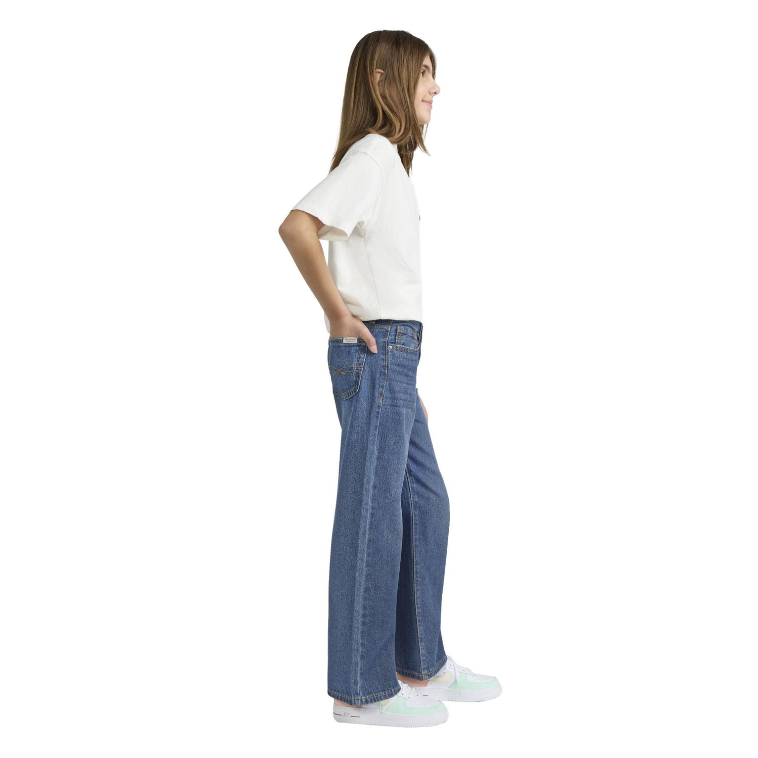 Levi Strauss Signature Girls' Mid-Rise Wide Leg Jeans