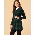 thumbnail image 4 of INSPIRE CHIC Women's Notched Lapel Double Breasted Plaids Overcoat, 4 of 7