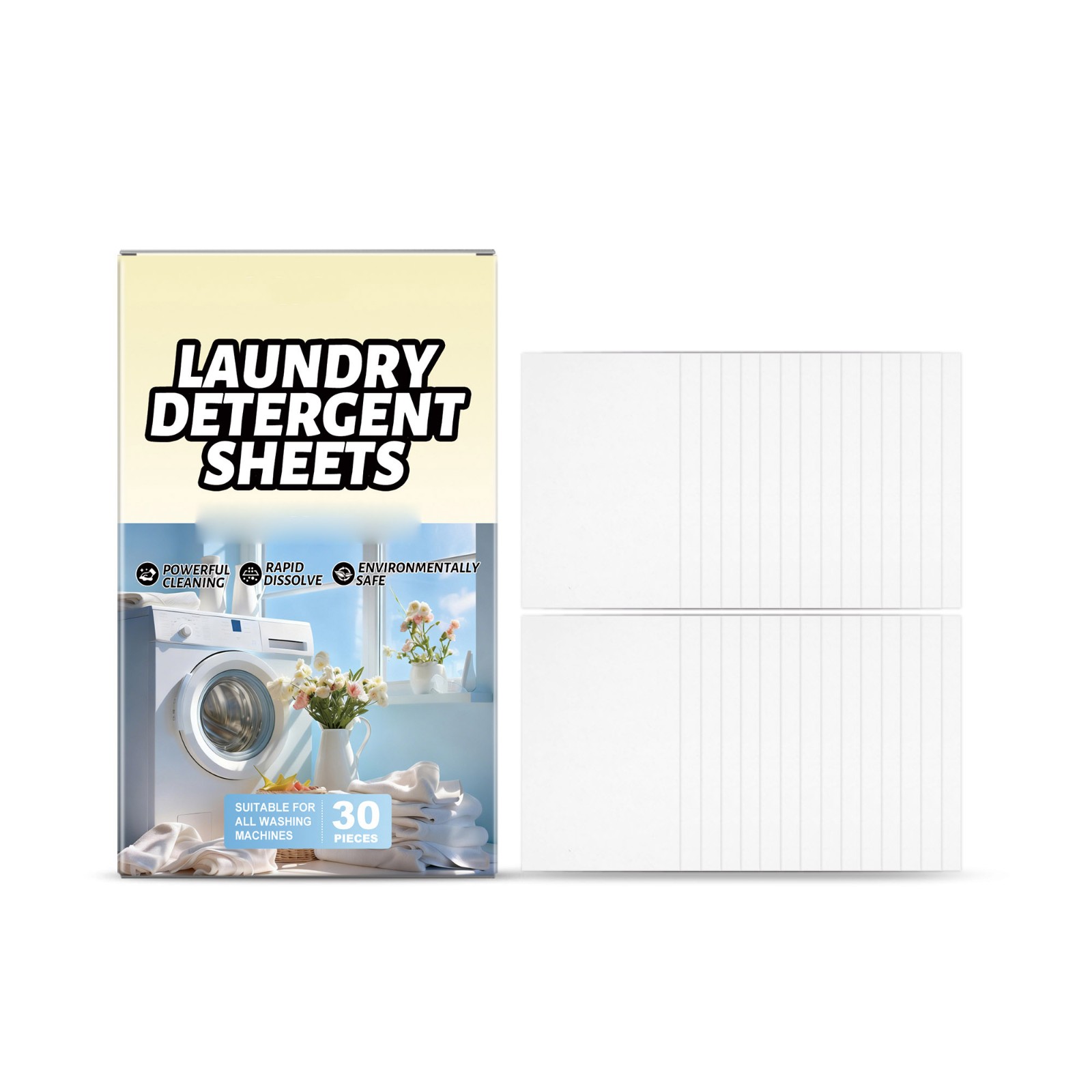 Laundry Detergent Sheets, 30-Count Pre-Measured Strips For Stain Odor Removal, Portable Travel-Friendly, Works In He & Standard Washers, Fresh Scent, Eco-Conscious