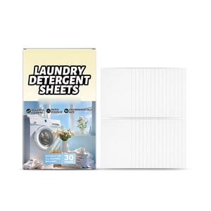 Feuilles de détergent, 30-Count Bandes pré-mesurées pour l'enlèvement de la tache d'or, portable voyage-friendly, fonctionne en lui & Lave-linge standard, frais, Eco-conscient