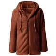 thumbnail image 3 of Womens Fuzzy Fleece Jackets 2023 Clearance Solid Zipper Sharpa Coat Fall Winter Warm Thick Hooded Jacket with Pockets, 3 of 6