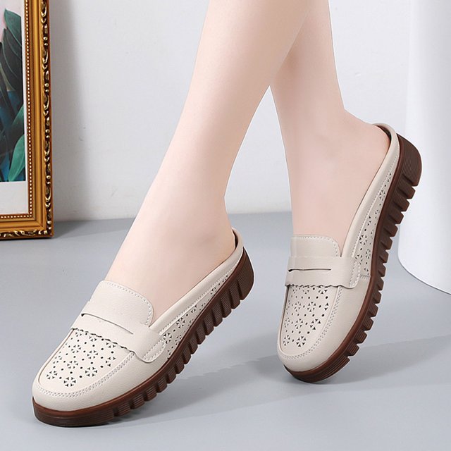 LSLJS Chaussures Plates Polyvalentes pour Femmes Semelle Souple Grande Pointure Chaussures Décontractées de Couleur Unie Chaussures en Cuir, Chaussures Plates