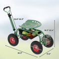 thumbnail image 2 of Garden Scooter Rolling Work Seat, 360° Swivel Heavy Duty Garden Cart with 10-Inch All-Terrain Tires, Extendable Steering Handle & Metal Tool Tray for Planting, Weeding, 2 of 9