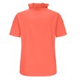 thumbnail image 4 of Pompotops Women's Casual Solid Color Ruffle Collar Long Sleeve Ruffle Shirt Blouse V-Neck Short Sleeve Shirt Tops, 4 of 7