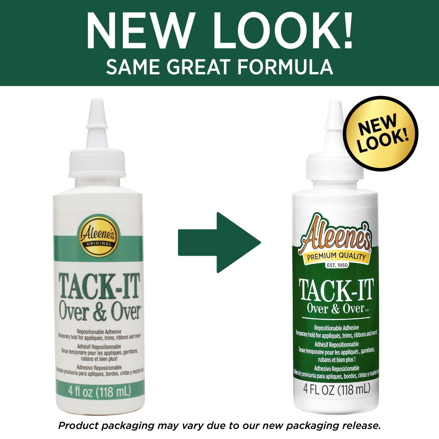 Adhésif repositionnable Aleene’s Tack-It Over & Over, 118 ml – Colle temporaire pour tissus, pochoirs, décorations et projets créatifs