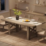 BeesClover Dining Table for 6-8, 71" Long Wooden Farmhouse Barn Kitchen Table with Thick Sturdy Frame, Rectangular Dining Room Dinner Table with Stable Triangular Legs for Kitchen, Office