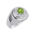thumbnail image 3 of RYLOS Men's Rings 14K White Gold Designer Gypsy 7MM Round Gemstone & Diamond Ring Peridot August Birthstone Rings Size 13, 3 of 6