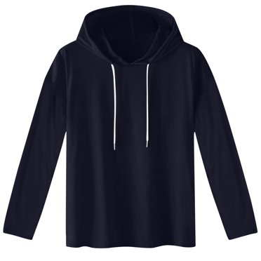 Penkiiy Mens Hoodie Pullover Long Sleeve Casual Fashion Sweatshirts Drawstring Gym Hooded Shirt XL Navy