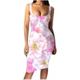 thumbnail image 1 of SMihono Robes d'Été Bohémiennes pour Femmes Grande Taille Mode Décontractée Été Sans Manches Épaules Dénudées Robe Col Rond Unie, 1 of 4