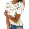 thumbnail image 2 of XZNGL T-Shirts d'Été pour Femmes Femmes Été Col Rond Imprimé Floral T-Shirts en Dentelle Blouses Confortables pour Femme Hauts Femmes T-Shirts Été T-Shirts pour Femmes pour l'Été Hauts et Blouses pour Femmes Été, 2 of 7