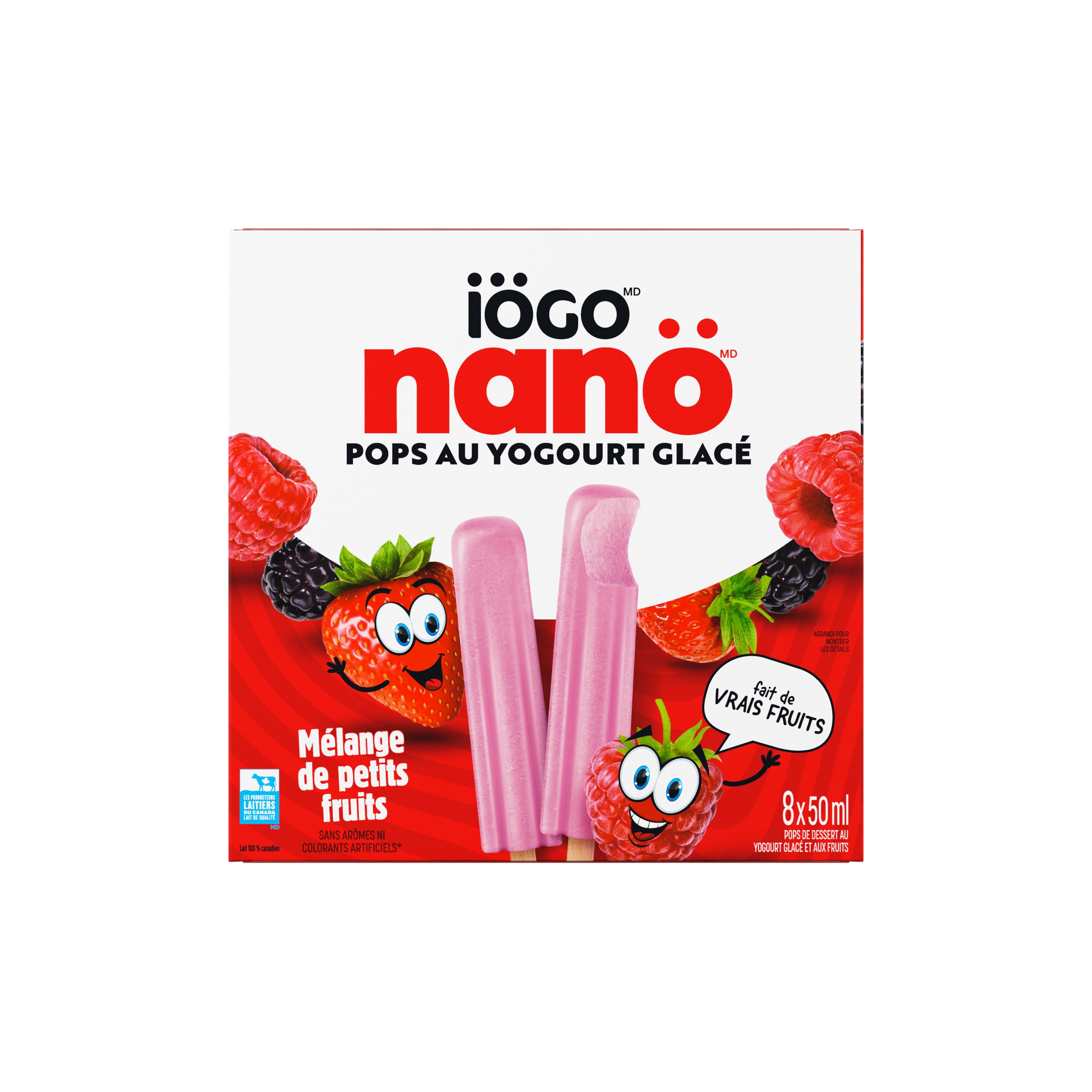 IÖGO Nano Frozen Yogurt Pops, Mixed Berry, Real Fruit & Dairy, 45