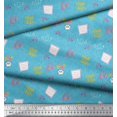 thumbnail image 2 of Soimoi Blue polyester Crepe Fabric Heart & Love Text Decor Fabric Printed Yard 42 Inch Wide, 2 of 5