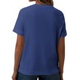 thumbnail image 3 of Plebaso Hauts d'Été pour Femmes T-Shirts à Col en V Irrégulier Décontractés à Manches Courtes Chemisiers à Boutons pour Femmes P-5TG, 3 of 5