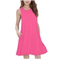 thumbnail image 1 of Yuyuzo Robes Midi d'Été pour Filles Amples Décontractées Sans Manches Mignonnes Ligne A Fluides Robe d'Été avec Poches, 1 of 7