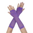 thumbnail image 1 of Unique Bargains Gants Résille Sans Doigts à Trou pour le Pouce pour Femmes Longueur Coude Violet Longs-1 Paire, 1 of 5