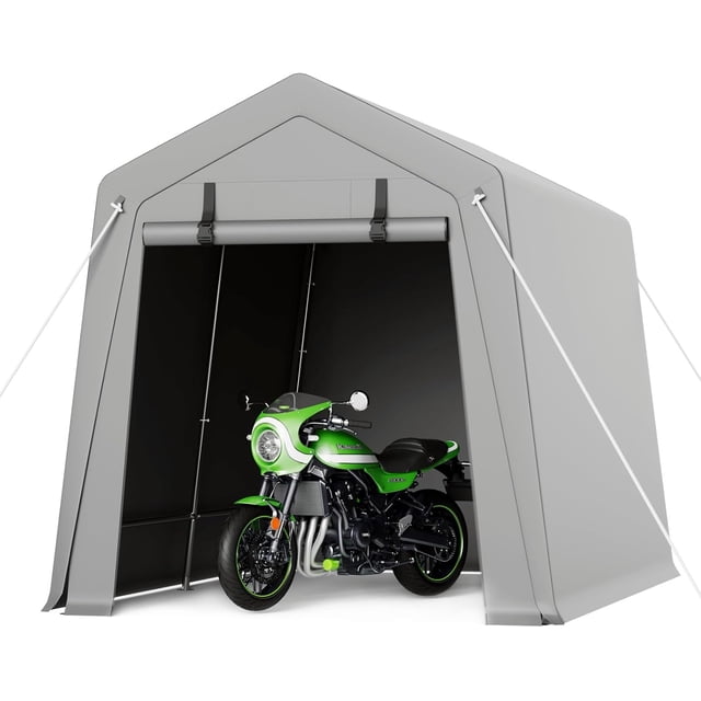 Bingirl Portable 10x15 FT Storage Shed with Rolled - up Zipper Door