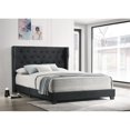 thumbnail image 2 of Black Velvet Panel Bed with Tufted Headboard in Full Size, 2 of 3