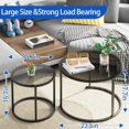 thumbnail image 2 of Coffee Table Nesting Set of Side Set Golden Frame Circular Round and Marble Pattern Wooden Tables Living Room Bedroom Apartment Modern Industrial Simple Nightstand, 2 of 9