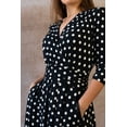thumbnail image 3 of ELEVENMTL Robe Midi Portefeuille à Pois pour Femme Manches 3/4, 3 of 8