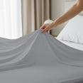 thumbnail image 3 of Drap Plat Simple en Percale 100 % Coton Frais et Net Pleine Grandeur Gris Pâle par Color Sense, 3 of 13