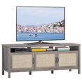 thumbnail image 1 of Gymax TV Stand Entertainment Media Center for TV's up to 65'' w/ Rattan Doors Grey Oak, 1 of 9