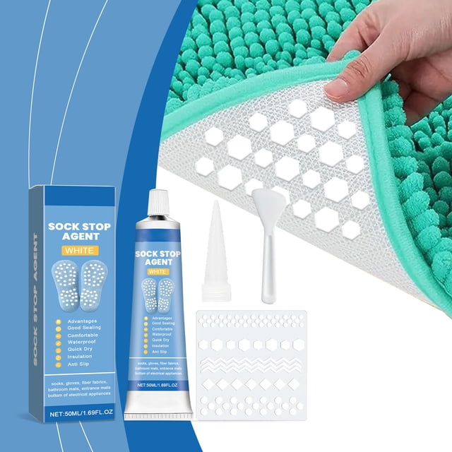 Product Glue 1 - Product Sock Stop AntiSlip Epoxy Glue Set Quick Drying for No Socks Wool Socks Bathroom Mats Rugs Back Heel Painters Fabric Paint Soft