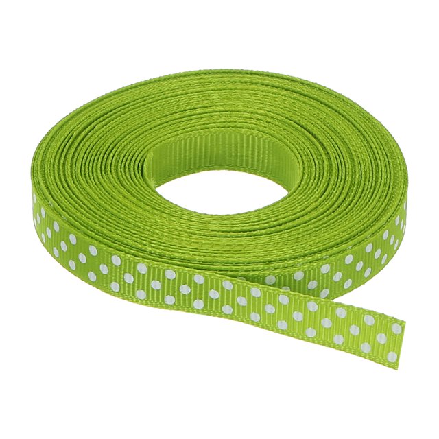 Uxcell Grosgrain Ribbons with White Dots Ribbon Bow Decoration Crafts Gift Wrapping Wedding Fresh Green 10 Yards 3/8 Inch