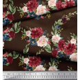thumbnail image 2 of Soimoi Brown Heavy Canvas Fabric Ranunculus & Penoy Floral Print Print Fabric By the Yard 58 Inch Wide, 2 of 3
